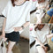 Women Bottom T-Shirt Solid Color Half Sleeve O-neck Tee Shirt (White XL) A