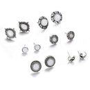 6Pairs/Set Opal Crystal Moon Earrings Women Ear Stud Jewelry Wedding Party B Kw