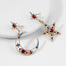 Fashion Women Star Moon Sun Crystal Charm Drop Dangle Earrings Jewelry Gift