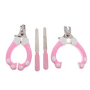 2 Sets of Stainless Steel Cat Dog Nail Clipper & Claw Grooming Trimmer Pink
