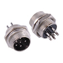 4PCS Panel Power Chassis Metal Aviation Male Female Connector 15mm 6 Pin