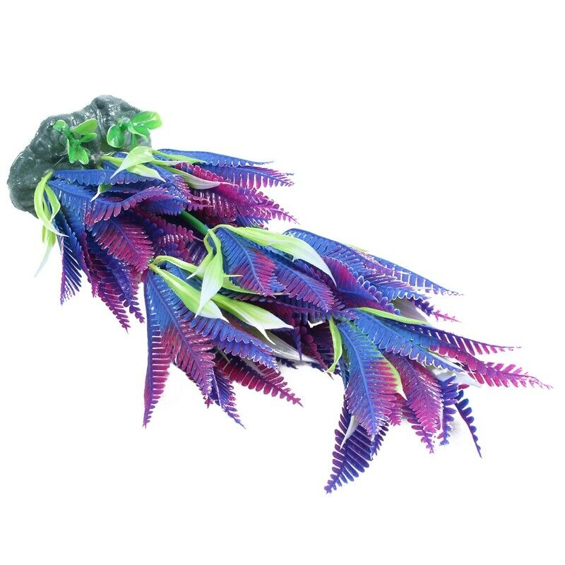 Decoration Plastic Simulated Sea Plants Flora for Aquarium Fish Tank purple S3C2