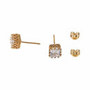 Men's Women's Lover New Luxury Party Square Crown Hollow Zircon Stud EarringE9F3