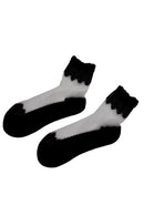 Pair of Stylish Lolita Style Lace Jacquard Ruched Edge Translucence Socks F