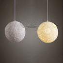 White Bamboo, Rattan And Hemp Ball Chandelier Individual Creativity Spheric