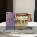 Women Tassel Coin Purse Diagonal Across The Shoulder Rattan Beach Bag(Khaki