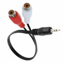 3.5mm 1/8" Stereo Female to 2 Male RCA Jack Adapter Y Cable Splitter-