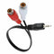 3.5mm 1/8" Stereo Female to 2 Male RCA Jack Adapter Y Cable Splitter-