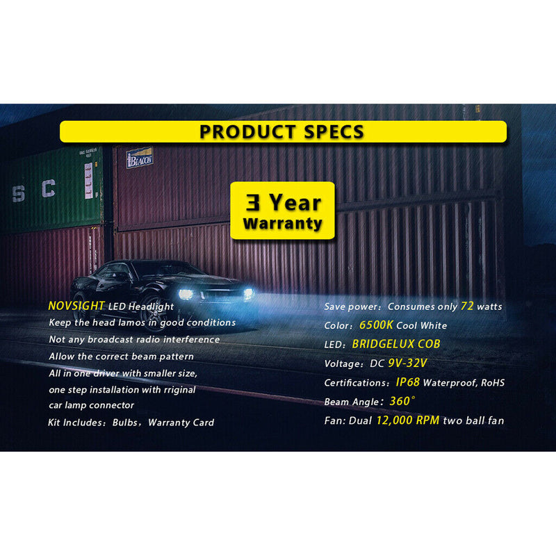 2Pcs H4 Led Headlight Bulbs 72W 10000LM Headlamp Conversion Kit Replacement