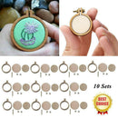 10 Sets Mini Embroidery Hoop Ring Wooden Cross Stitch Frame For Hand Crafts DIY