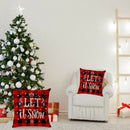 4x Christmas Printed Pillow Case Linen Plaid New Year Throw Cushion Covers