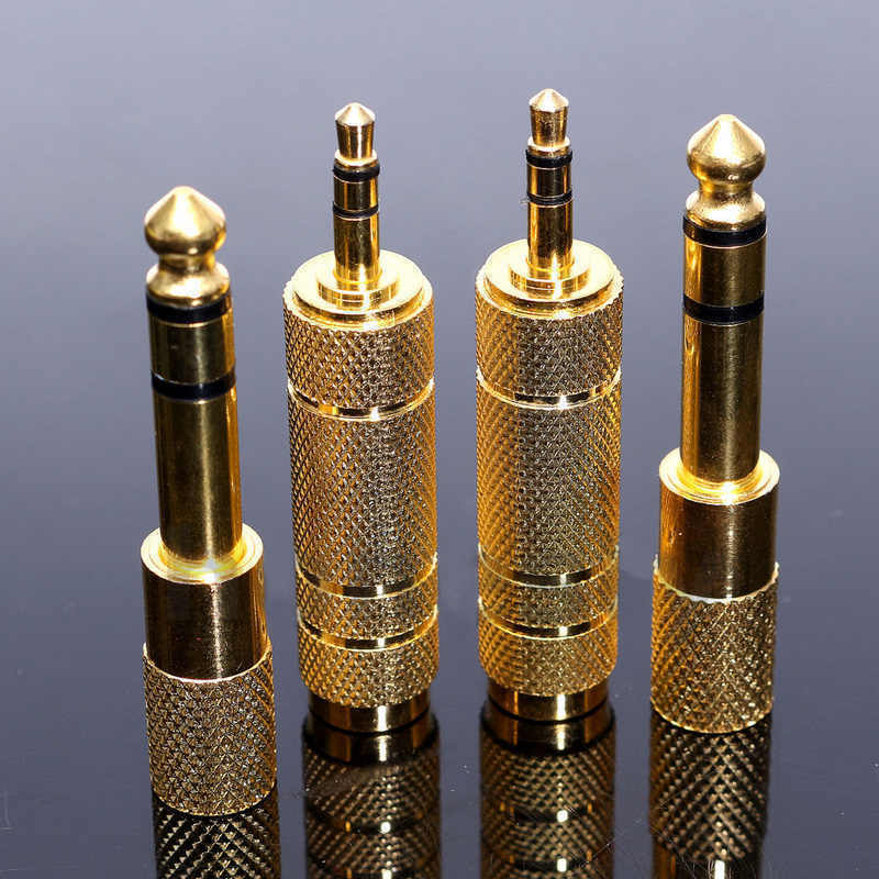 2x 6.35mm 1/4 inch Male plug to 3.5mm 1/8 inch Female Jack Stereo Headphone J6V9