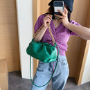 Elegant Women Chain Tote Bag Cloud Shoulder Handbag PU Clutch Purse (Green)
