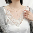 Double Heart Crystal Pendant Necklace Adjustable Clavicle Chain Choker Jewelr TE