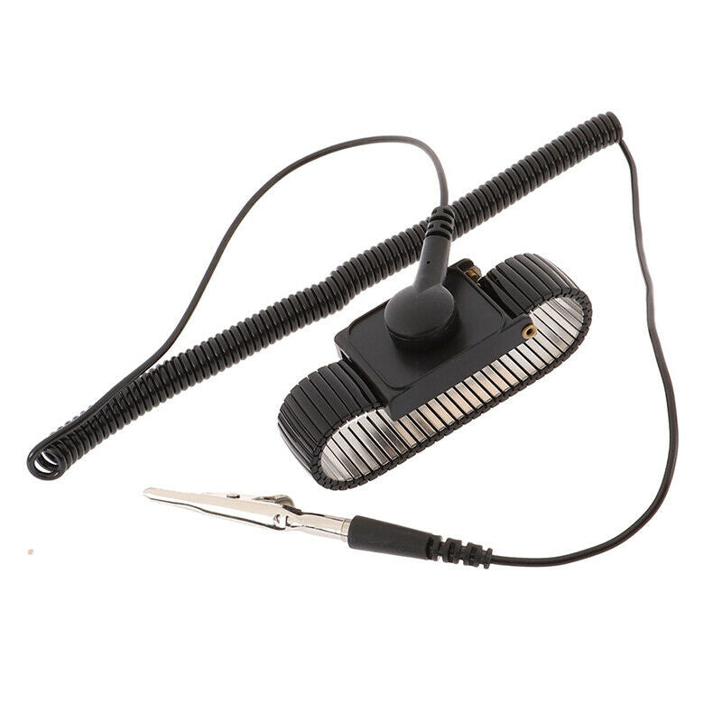 Anti static work wrist strap ESD adjustable discharge belt ground metal brace Gw