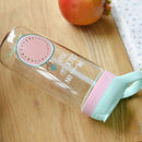 500Ml Portable Glass Water Bottle with Straw Leak-Proof Cute Sport Bottles