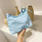 Women Simple Underarm Handbag Daisy Flower Portable Shoulder Bags (Blue)