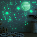 Star Moon Luminous Wall Stickers Kids Room Fluorescent Ceiling Decals (A) A