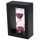 Wooden Frame 30 Minutes Hourglass Sand Timer Black Frame Pink Sand E6Z8