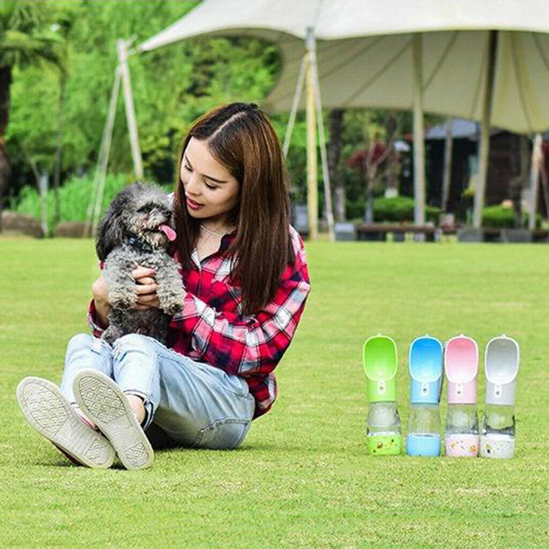 Portable Pets Dog Puppy Water Bottle Drinking Feeder Outdoor Walking Travel Gray