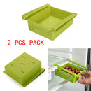 2pcs Slide Kitchen Fridge Freezer Space Saver Organizer Storage Rack(Green)