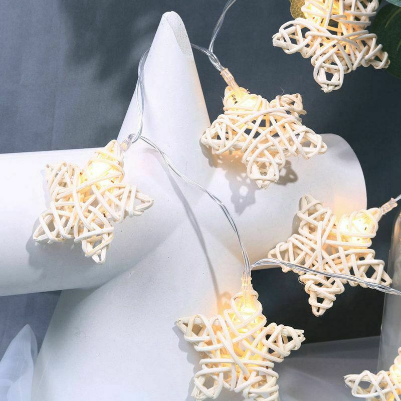 1.1M 10Led Star Rattan String Lights Led Fairy Lights Christmas Wedding Dec J8Y3