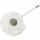 Men's Suit Boutonniere Lapel Pin Flower Brooch (White)