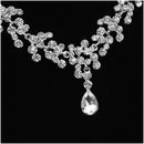 Rhinestone Wedding Bridal Jewelry Set Necklace Chain Ear Piercing Earrings