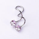 Stainless Steel Zircon Piercing Stud Earrings Ornament Jewelry Gift (Pink) A