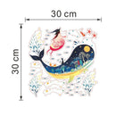 Cute Cartoon Whale Sea World Pattern Kids Wall Nightstool Stickers Decor A