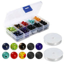 200pcs 8mm colorful natural chakra beads and Black Lava Rock Stone Essentia J3T9
