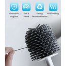 Toilet Brush and Base Kit with Aluminum Handle and Soft Silicone Bristles S