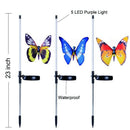 Solar Garden Lights Outdoor - 3 Pack Solar Stake Light With Fiber Optic But