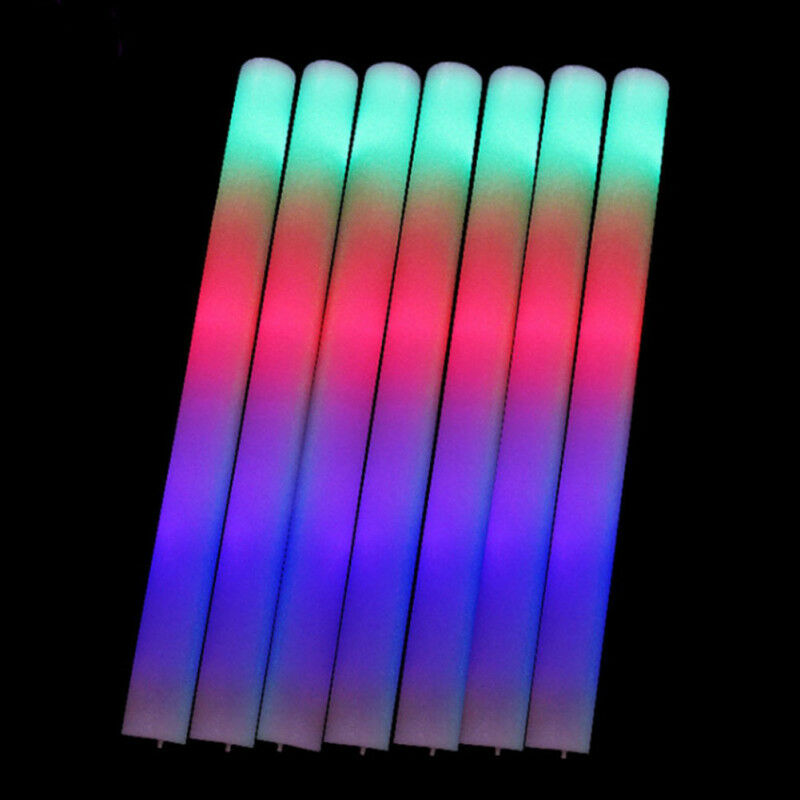 Changeable Light Up Foam Sticks LED Wands Rally Rave Batons Flashing Glow S A5V0