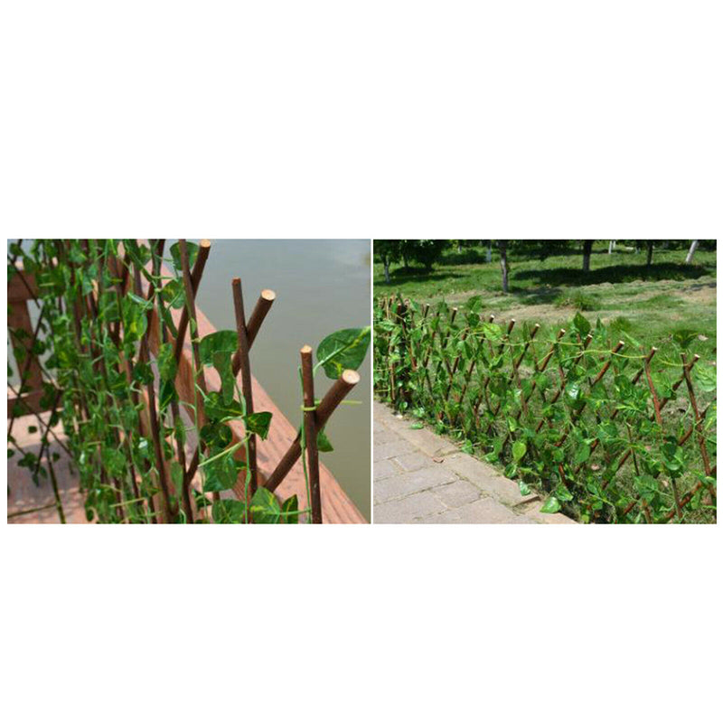 Garden Fence Expandable Faux Ivy Wood Vines Plant for Backyard Outdoor Decor