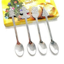 4PCS Christmas Stainless Steel Spoon Fashion Cartoon Coffee Spoon Life Home E9P8