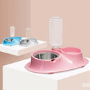 2X(Pet Stainless Steel Dog Cat Bowl Pet Basin Automatic Water Feeding Two B