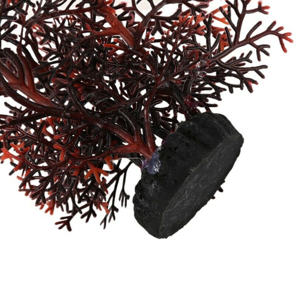 Aquarium Aquascaping Artificial Plant Decor, Dark Brown/ Red X3O6
