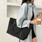 Waterproof Nylon Handbag Women Large Capacity Shoulder Casual Totes (Black)