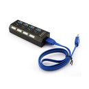 4 Port USB 3.0 Hub with High Speed Adapter ON OFF Switch for Laptop PC Black