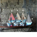 2pcs Handcrafted Wood Nautical Fish Net Sailing Ornament Home Desktop Decor