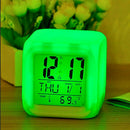 7 Colors LED Change Night Light Alarm Clock Digital Glowing Thermometer Calendar
