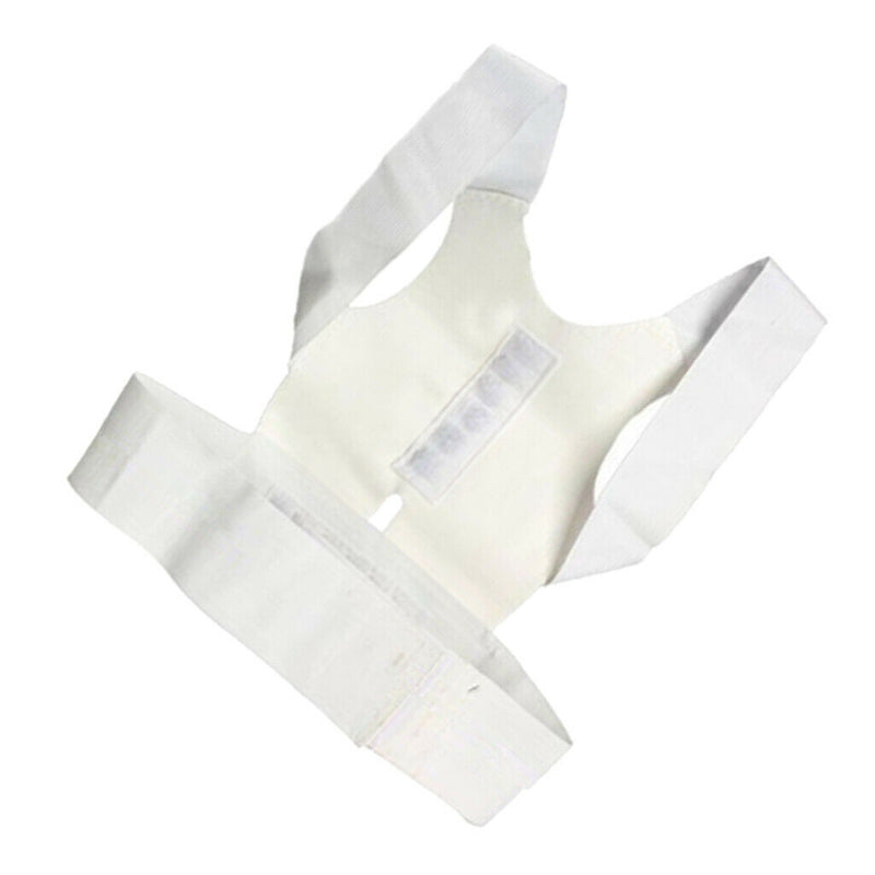 Adjustable Back Shoulder Support Brace Posture Corrector - White XL