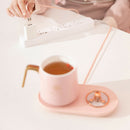 5V Cup Heater Warmer USB Smart Thermostatic Cup Coaster Heating Mat (Pink) A