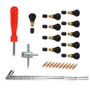 23pcs/set Valve Cores+Valve Stems+Core Remover+Metal Stem Puller+4 Way Tool Kits