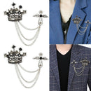 Fashion Men's Rhinestone Black Tie Tack Chain Suit Pin Lapel Brooch Accessories