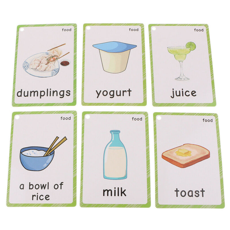 35Pcs Kids Durable Sight/Picture Word Flash Cards About Food for Ages