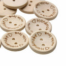 100 Pcs/Bag 2 Holes Wooden Buttons Handmade Letter Love Scrapbooking For We