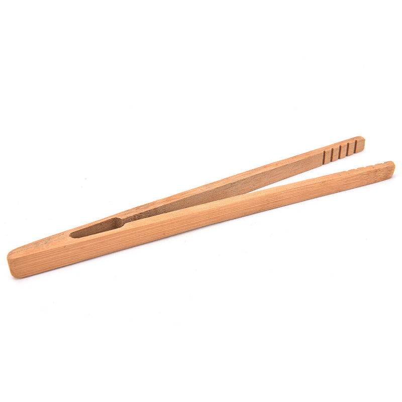 Practical Textured Bamboo Kongfu Tea Utensil Tweezers 14.5cm Wood Color MO