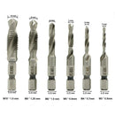 7 Pcs 1/4 Inch Hss Spiral Hex Shank Combination Drill Screw Tap Bit Set(M3- Y7X3